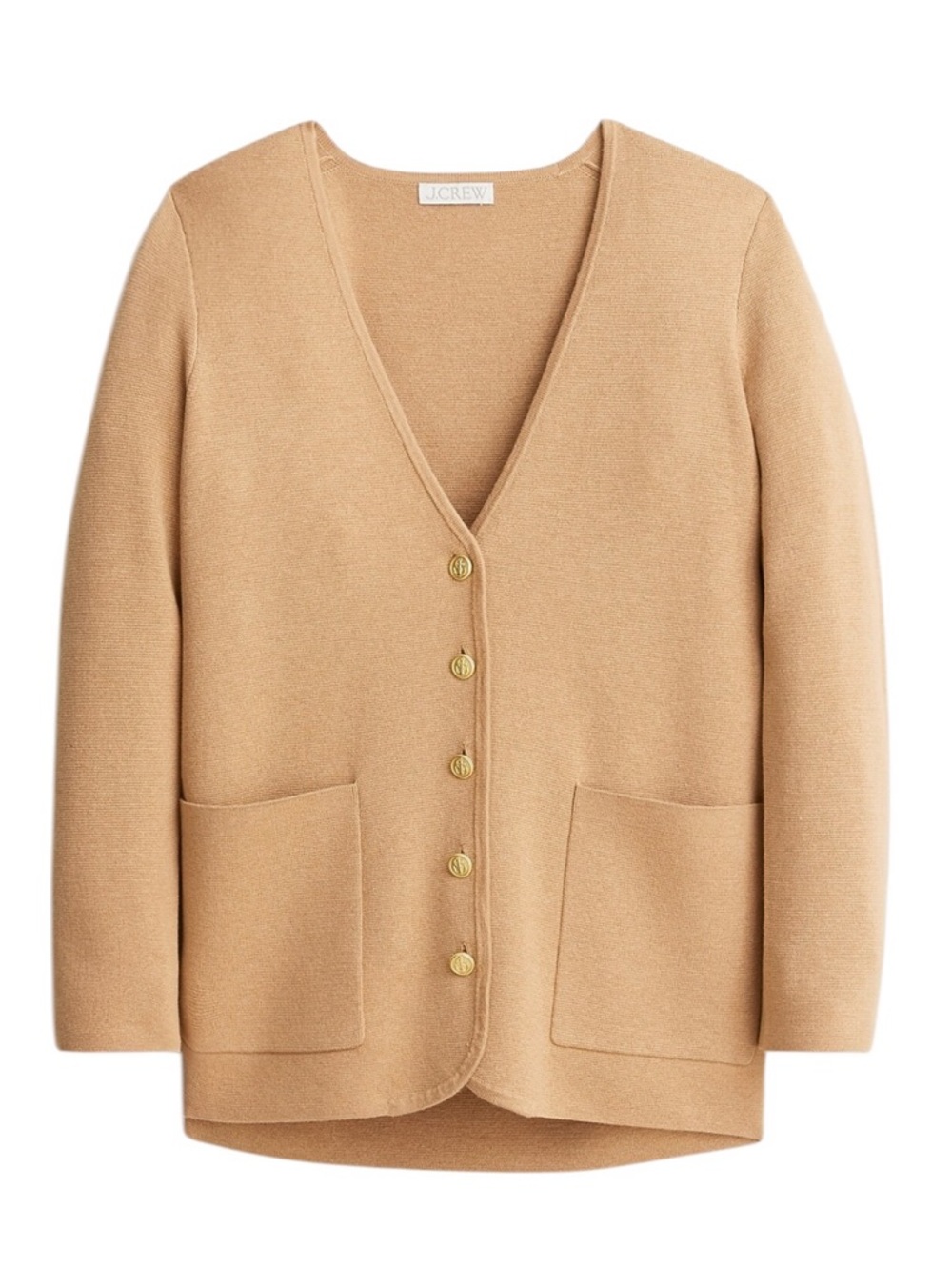 J. Crew Women's Camel V-Neck Button Cardigan Sweater